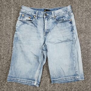 Helix Denim Shorts Mens 30 Light Blue Distressed Embroidered Back Pocket Jorts